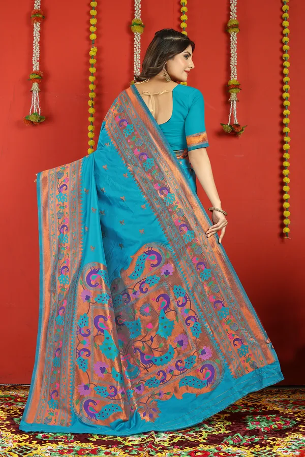 BLUE_PURE_SILK_PATHANI_SAREE